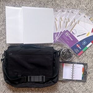 Black Messenger/Computer Bag with Office Supplies